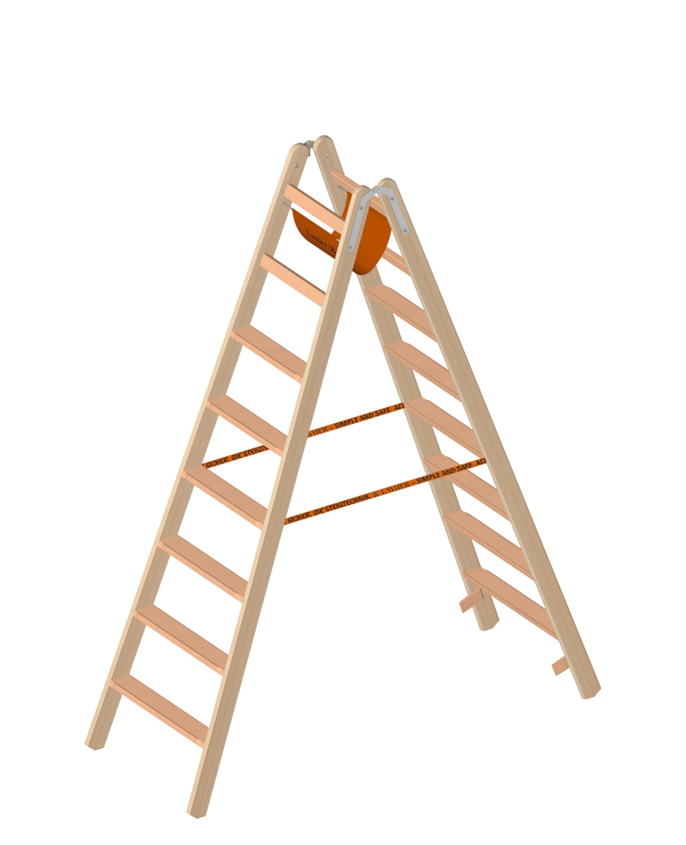Layher Holzstehleiter mit Stufen 2x8 Stufen 80mm, L=2,12m #1020008